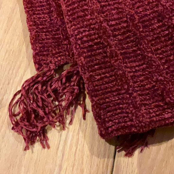 NWT LU LA Rue Mimi Sweater Knit Chenille Wrap Cape Burgundy-rust button … - Picture 2 of 4